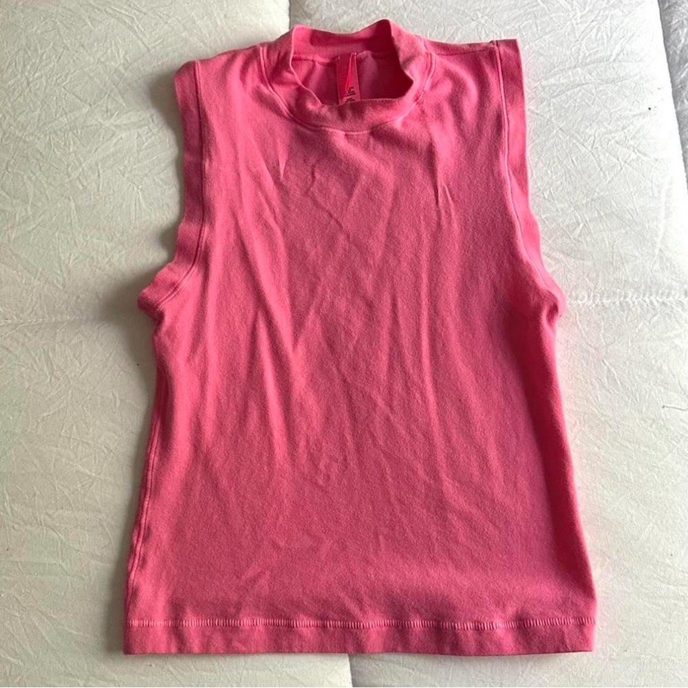 Skims Cotton Mock Neck Tank in Sugar Pink
